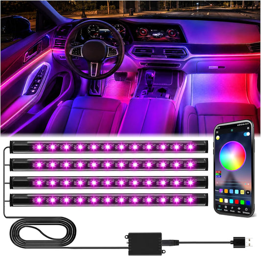 Car Interior Lights, LED Lights for Halloween Car Accessories | Christmas White Elephant Gifts for Him Men Women Teen Boys, APP Control with USB Port Color Change Lights for Truck Decor
