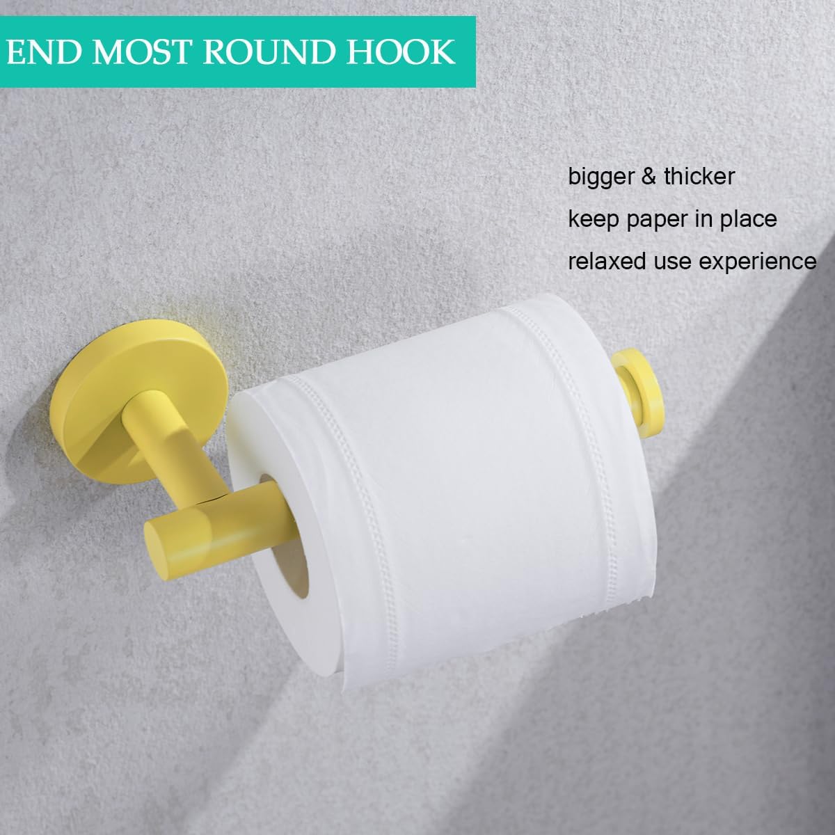 Toilet Paper Holder -Sturdy Round Yellow Toilet Paper Holder Wall Mount for Bathroom, Premium SUS 304 Stainless Steel Toilet Paper Roll Holder,Drilling,96006-6YL