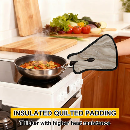 2 Pcs Square Pot Holders for Kitchen with Pockets, Light Yellow Marble Hot Handle Holders for Pots and Pans, Kitchen Hot Pad Oven Mitts for Baking Cooking, 8.5" X 10"