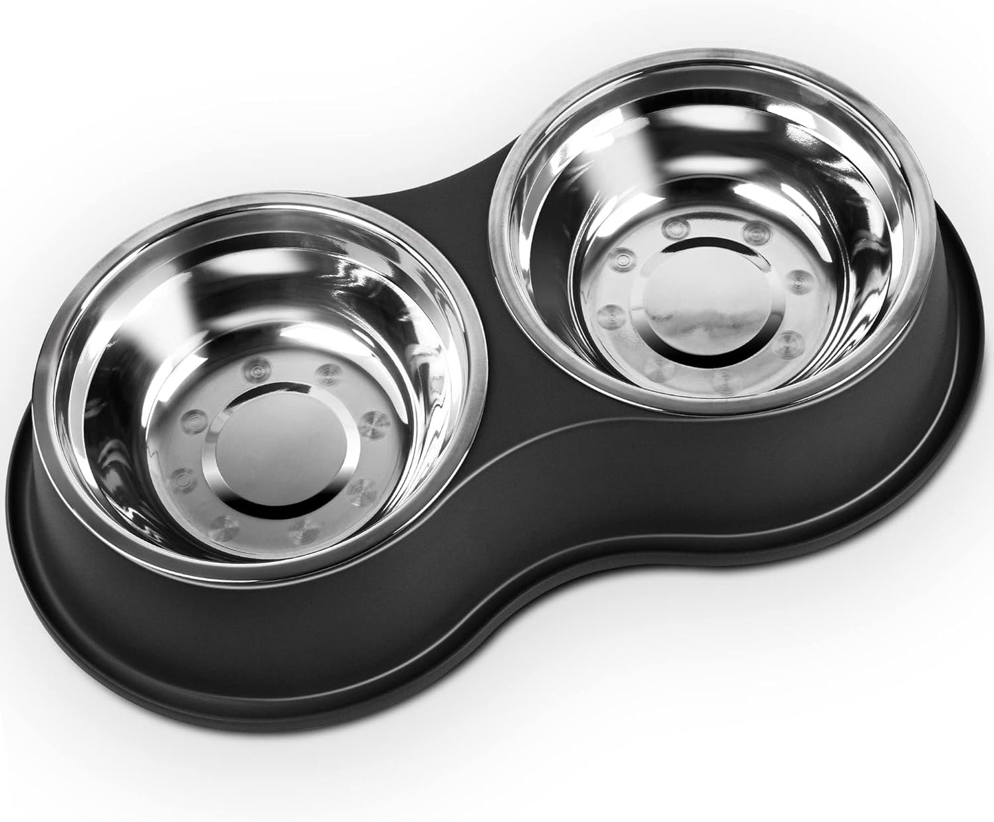 Stainless Steel Dog Bowls Double Non-Slip Dog Water and Food Bowl | Pet Feeder Bowls, Dog Dishes, Raised Feeding Design, Double Bowls Set, For Puppies, Medium Dogs and Cats, Outdoor / Indoor