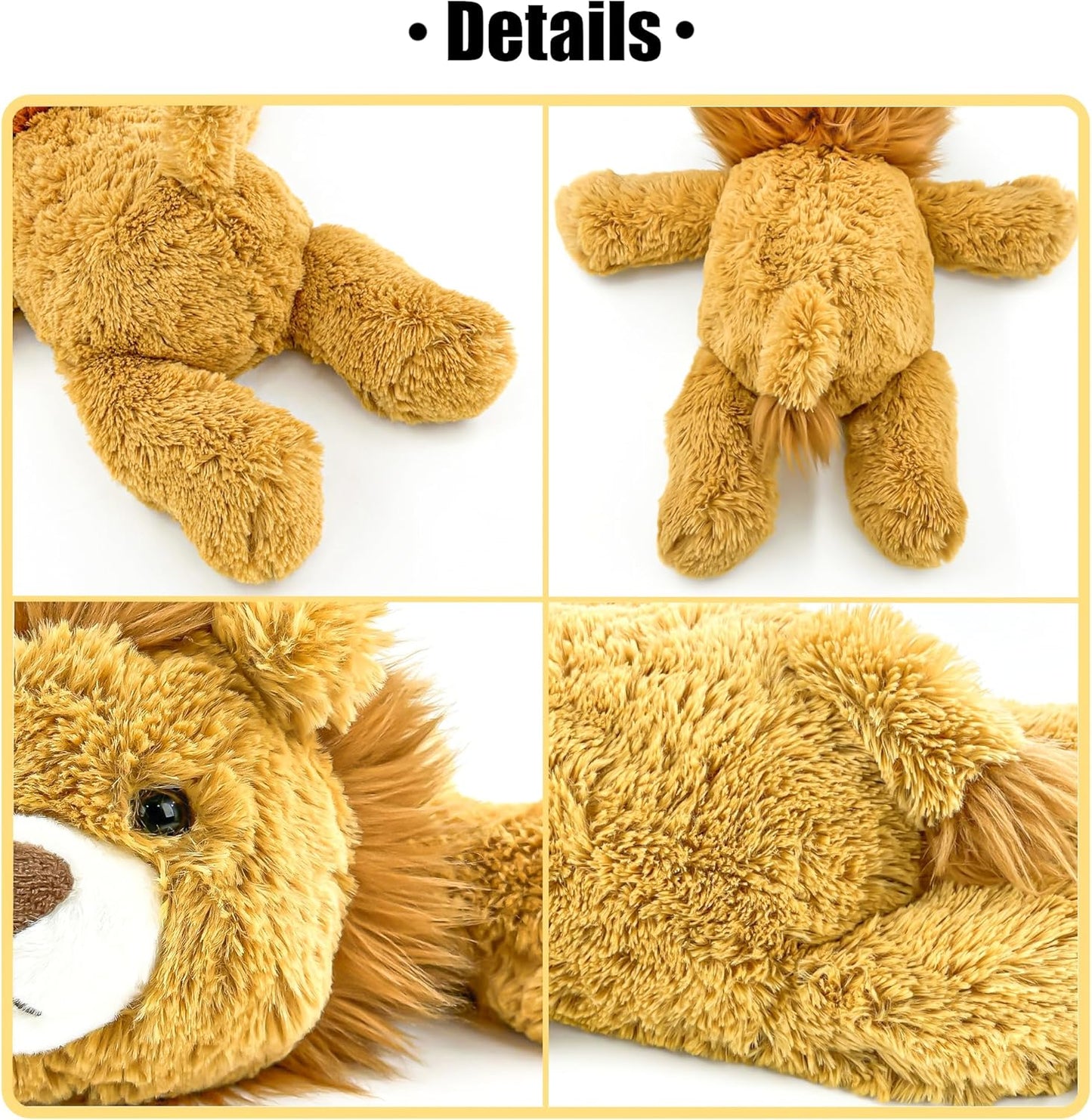 16" 2 Lbs Yellow Lion Weighted Stuffed Animals, Plush Pillow Toy | Sensory Comfort Weighted Plush Throw Toy, Kawaii Plushies Hugging Toy Gifts for Kids & Adults (Lion, 16 inch 2 Pounds)