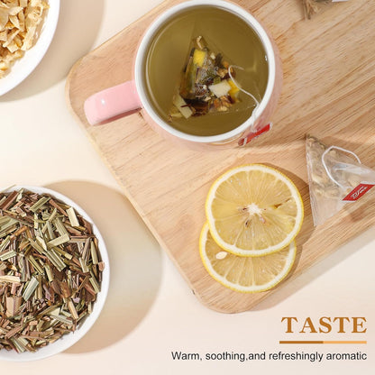 Lemon Ginger Tea Bags, 50 Teabags - Pleasantly Spicy & Warming - Non-GMO - Caffeine-free - Support Healthy Digestion & Boost Immunity