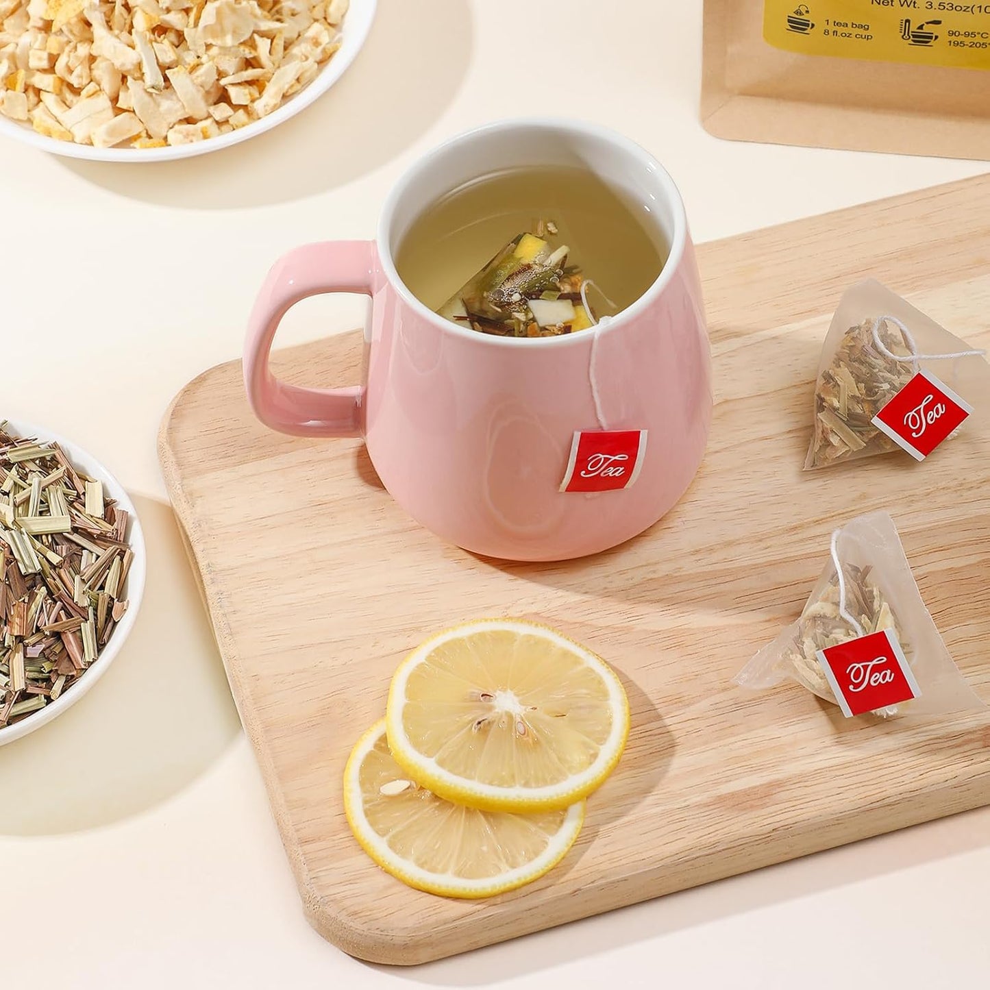 Lemon Ginger Tea Bags, 50 Teabags - Pleasantly Spicy & Warming - Non-GMO - Caffeine-free - Support Healthy Digestion & Boost Immunity