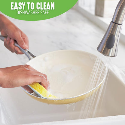 Artisan Healthy Ceramic Nonstick, 8" and 10" Frying Pan Skillet Set, Stainless Steel Handle, Induction, PFAS-Free, Dishwasher Safe, Oven Safe, Yellow