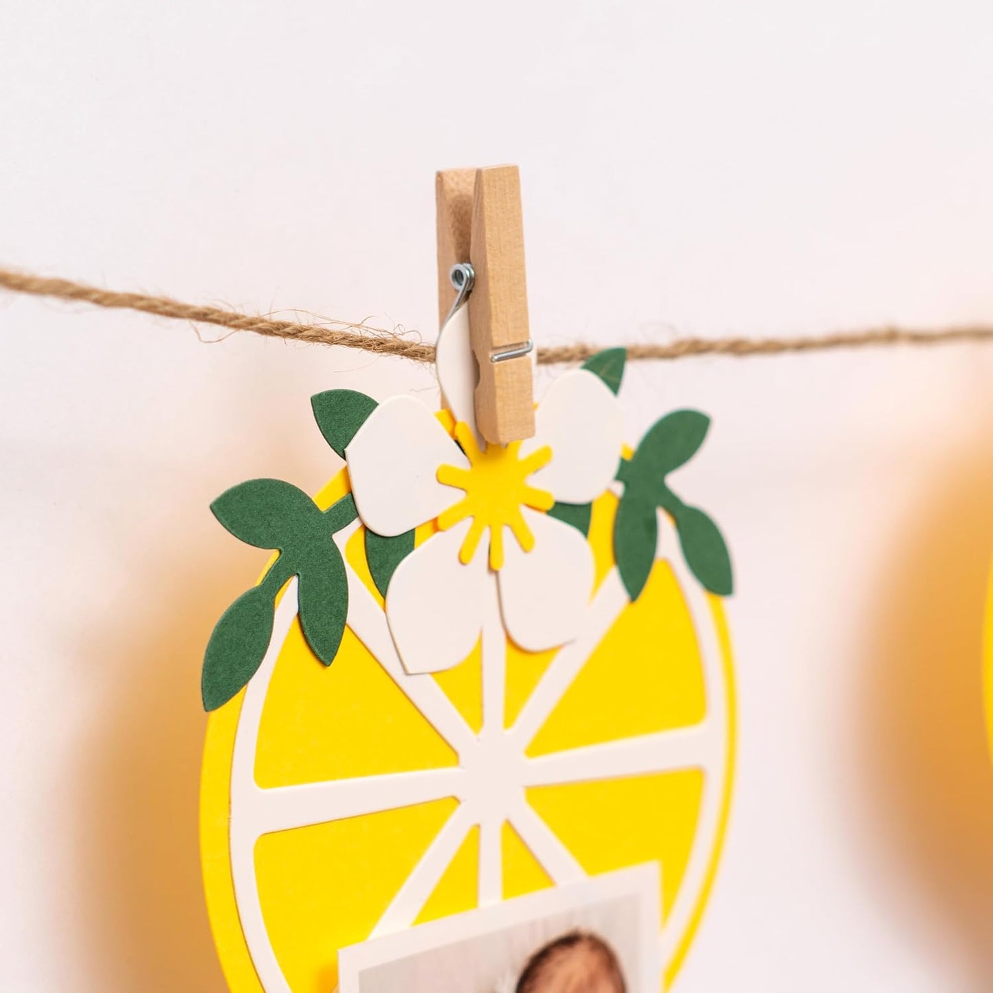 Lemon Photo Banner Kit with Wooden Clips | Lemon-themed Birthday Party, Summer Lemonade Theme Baby Shower Decor, Kids Party Photo Booth Props