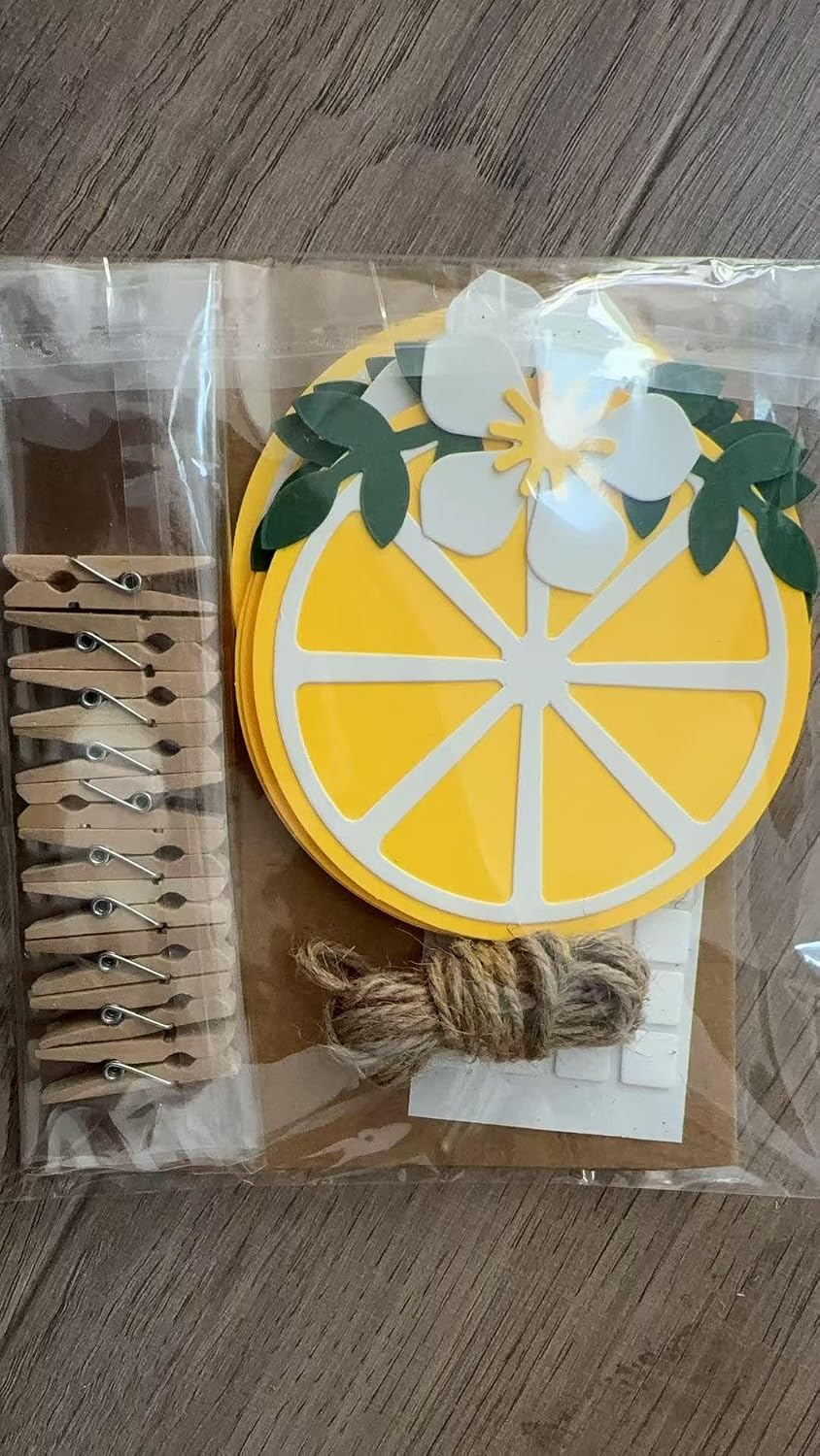 Lemon Photo Banner Kit with Wooden Clips | Lemon-themed Birthday Party, Summer Lemonade Theme Baby Shower Decor, Kids Party Photo Booth Props