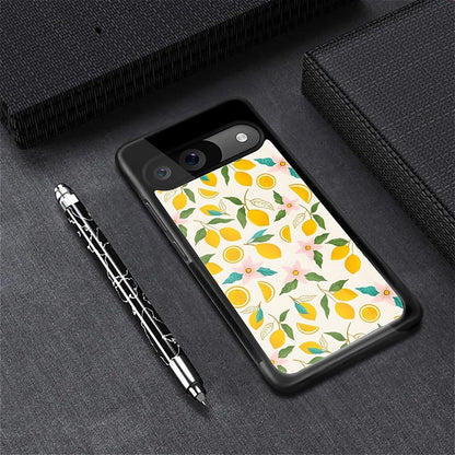 Compatible with Google Pixel 9/9 Pro Case,Slim Soft Shockproof TPU Women Girls Boys Protective Cover Case for Google Pixel 9/9 Pro-Lemon Pink Flower Pattern