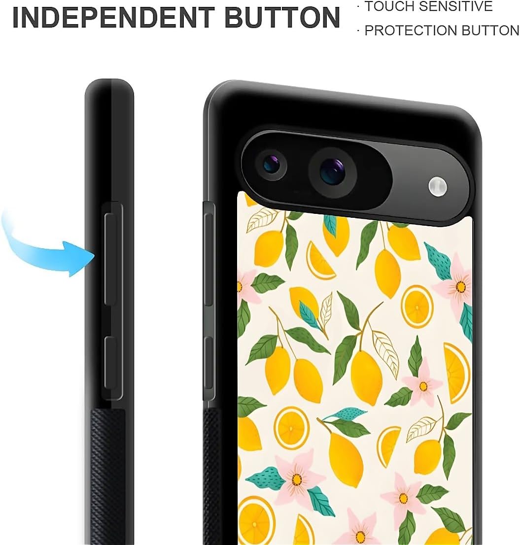 Compatible with Google Pixel 9/9 Pro Case,Slim Soft Shockproof TPU Women Girls Boys Protective Cover Case for Google Pixel 9/9 Pro-Lemon Pink Flower Pattern