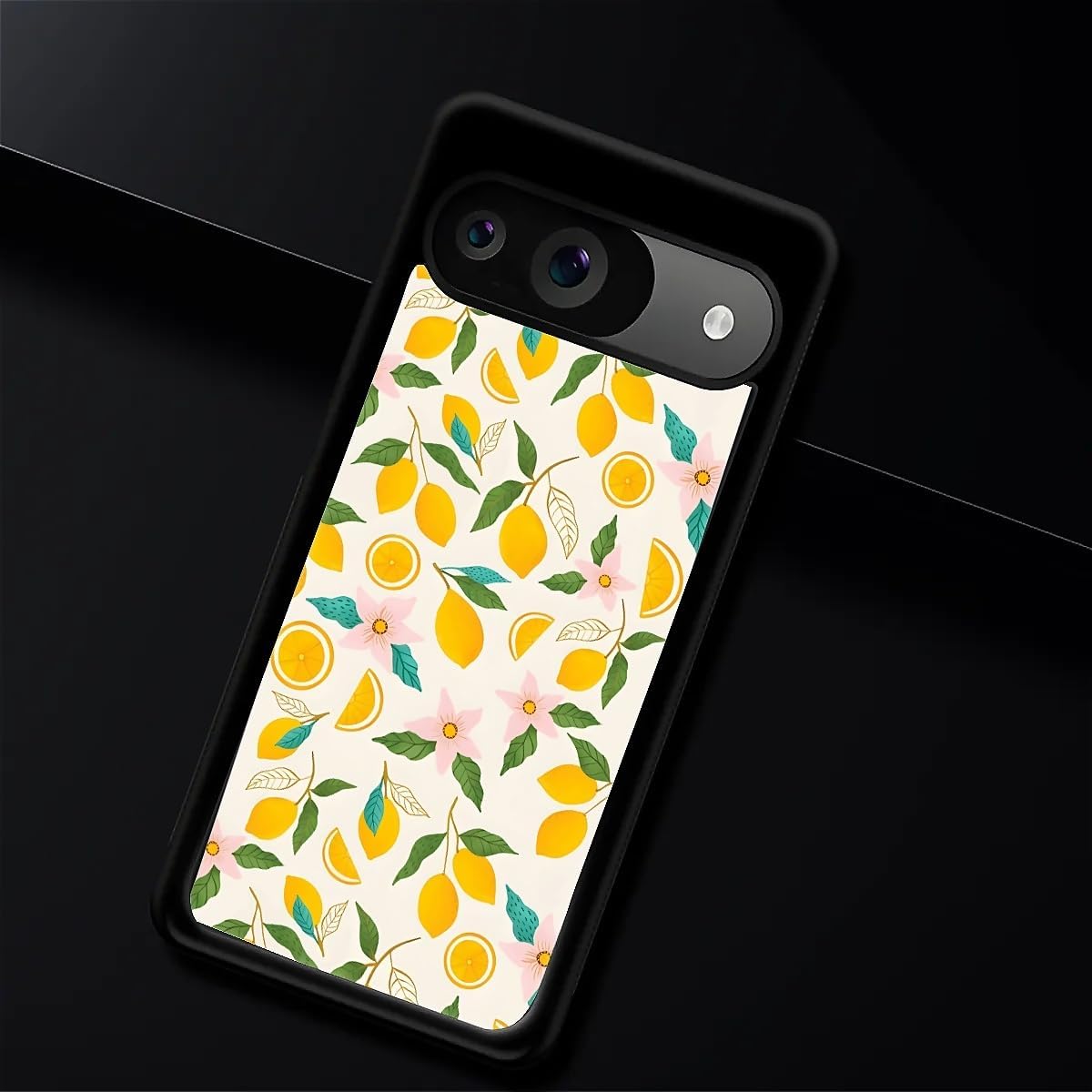 Compatible with Google Pixel 9/9 Pro Case,Slim Soft Shockproof TPU Women Girls Boys Protective Cover Case for Google Pixel 9/9 Pro-Lemon Pink Flower Pattern
