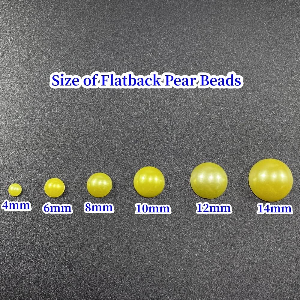 600pcs 8mm Flatback Half Pearls for Crafts Resin Half Round Pearls for Face Nail Cup Clothes Shoes Scrapbook Handmade Craft(Lemon Yellow)