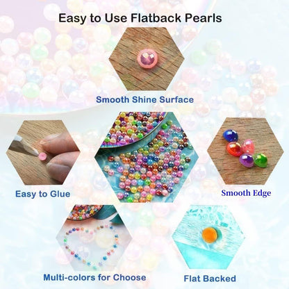 600pcs 8mm Flatback Half Pearls for Crafts Resin Half Round Pearls for Face Nail Cup Clothes Shoes Scrapbook Handmade Craft(Lemon Yellow)