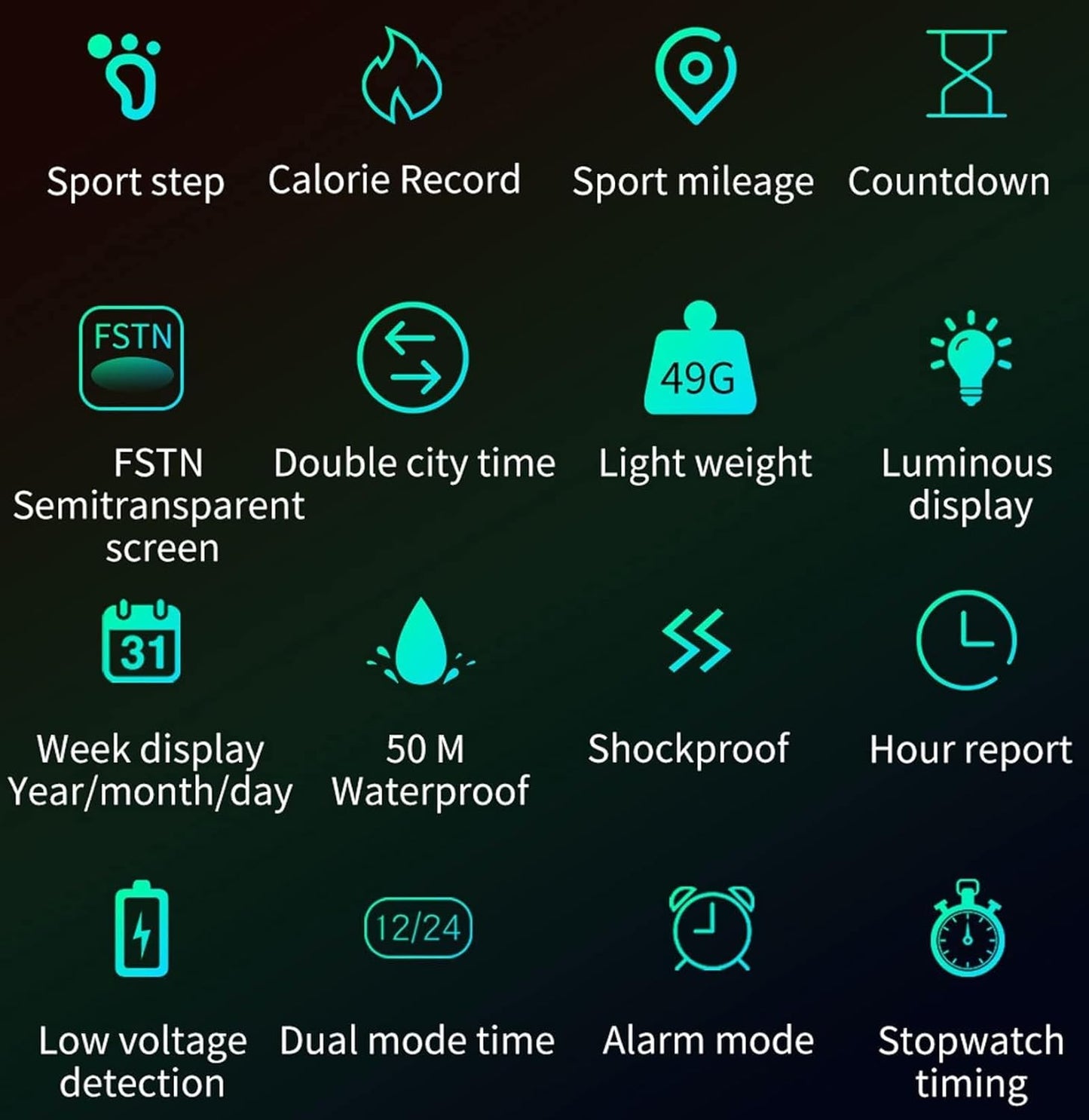 Men's Digital Watch Waterproof Pedometer Watches Sport Watch Step Counter Calorie Military Watch with Stopwatch Alarm LED Backlight Countdown