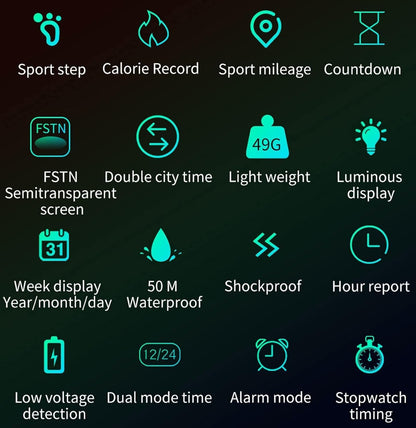 Men's Digital Watch Waterproof Pedometer Watches Sport Watch Step Counter Calorie Military Watch with Stopwatch Alarm LED Backlight Countdown