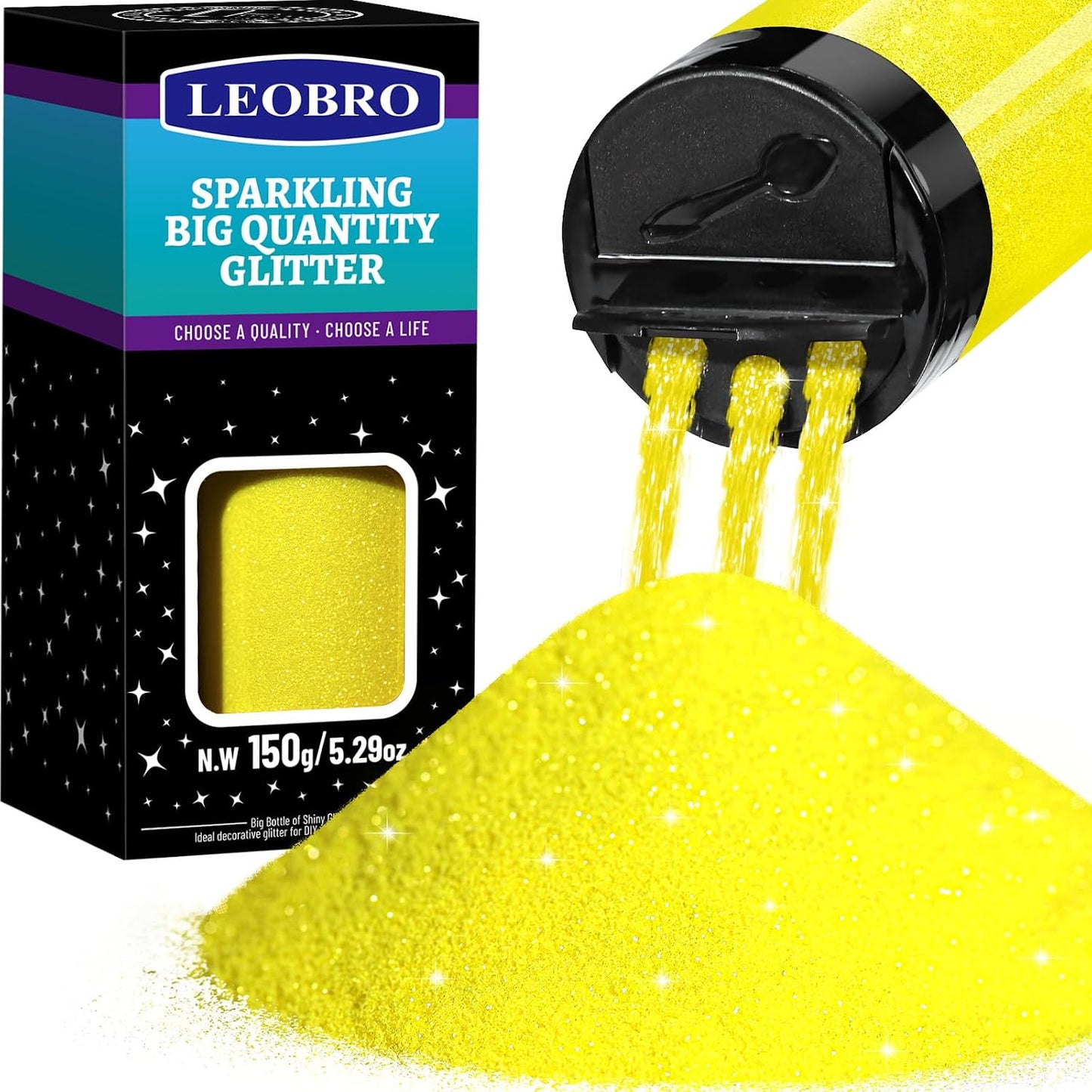 Yellow Glitter, 150g/5.29oz Yellow Fine Glitter, Craft Glitter for Resin, Crafts, Tumbler, Nail Body, DIY Party Decorations