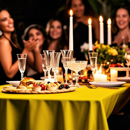 8 Pack Plastic Tablecloth 54" x 108" Disposable Table Cloths for 6 to 8 Foot Tables Rectangle Table Cover for Parties (Yellow, Rectangle)