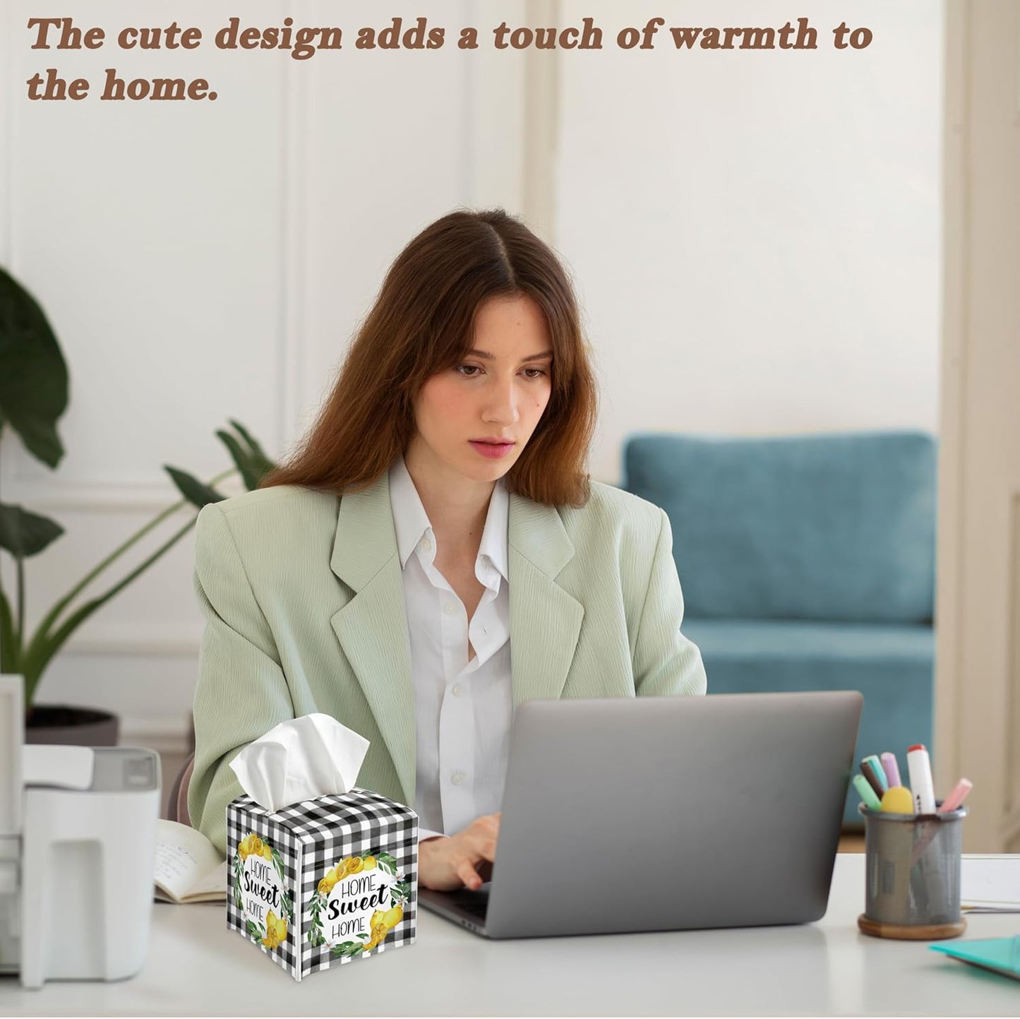 Lemon Leather Tissue Box Sleeve,Home Sweet Tissue Box,Lemon Desktop Decoration, Suitable for Bathroom, Dressing Table and Desk - A10