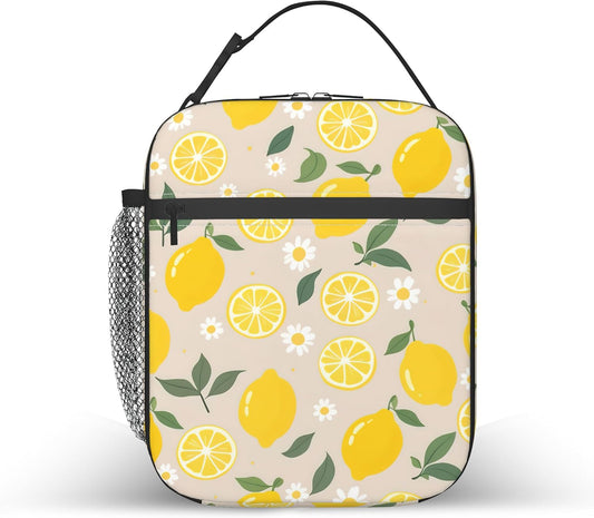 Lemon Kids Lunch Bag Insulated Lunch Bag Reusable Cooler Lunch Box Portable Leakproof Thermal Container Tote Bags for Girls Boys School Travel