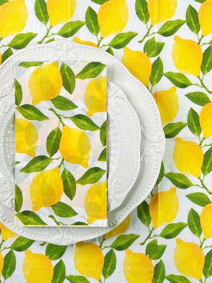 25Pcs Lemon Napkins - 2-Ply Guest Disposable Hand Towels for Bathroom, Wedding, Bridal Shower, Tea Party, Garden Party, Birthday Party - 4.3 x 7.9 In