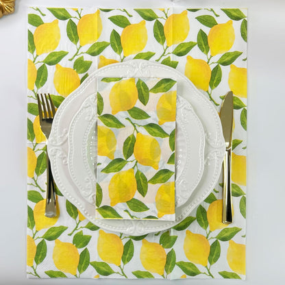 25Pcs Lemon Napkins - 2-Ply Guest Disposable Hand Towels for Bathroom, Wedding, Bridal Shower, Tea Party, Garden Party, Birthday Party - 4.3 x 7.9 In