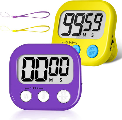 Classroom Timer for Kids Teachers 2 Pack Digital Timers, Purple & Yellow