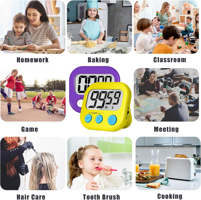 Classroom Timer for Kids Teachers 2 Pack Digital Timers, Purple & Yellow