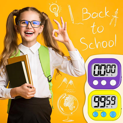 Classroom Timer for Kids Teachers 2 Pack Digital Timers, Purple & Yellow