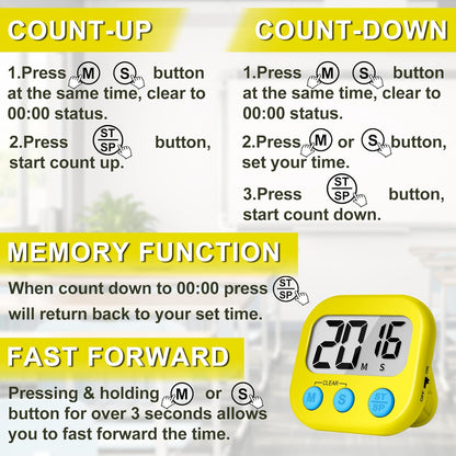 Classroom Timer for Kids Teachers 2 Pack Digital Timers, Purple & Yellow