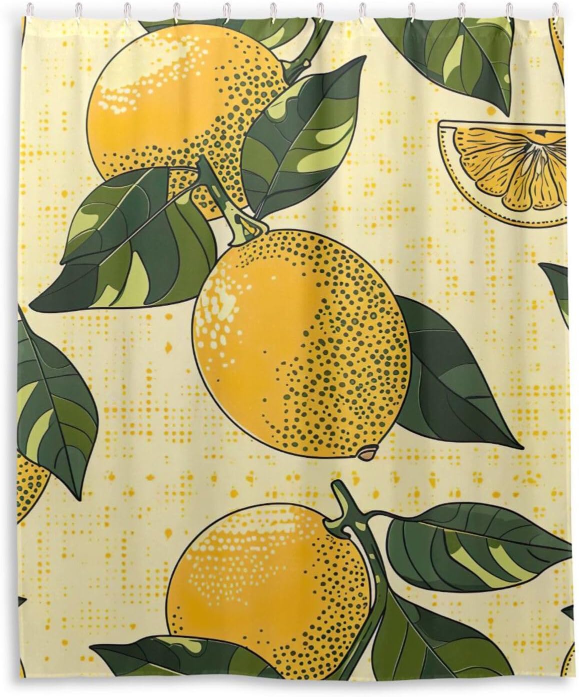 Shower Curtain Yellow Lemons Bathroom Decor Waterproof Fabric with Hooks 60x72 Inch