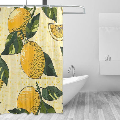 Shower Curtain Yellow Lemons Bathroom Decor Waterproof Fabric with Hooks 60x72 Inch