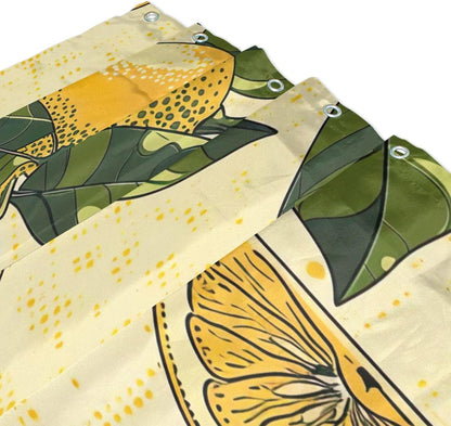 Shower Curtain Yellow Lemons Bathroom Decor Waterproof Fabric with Hooks 60x72 Inch