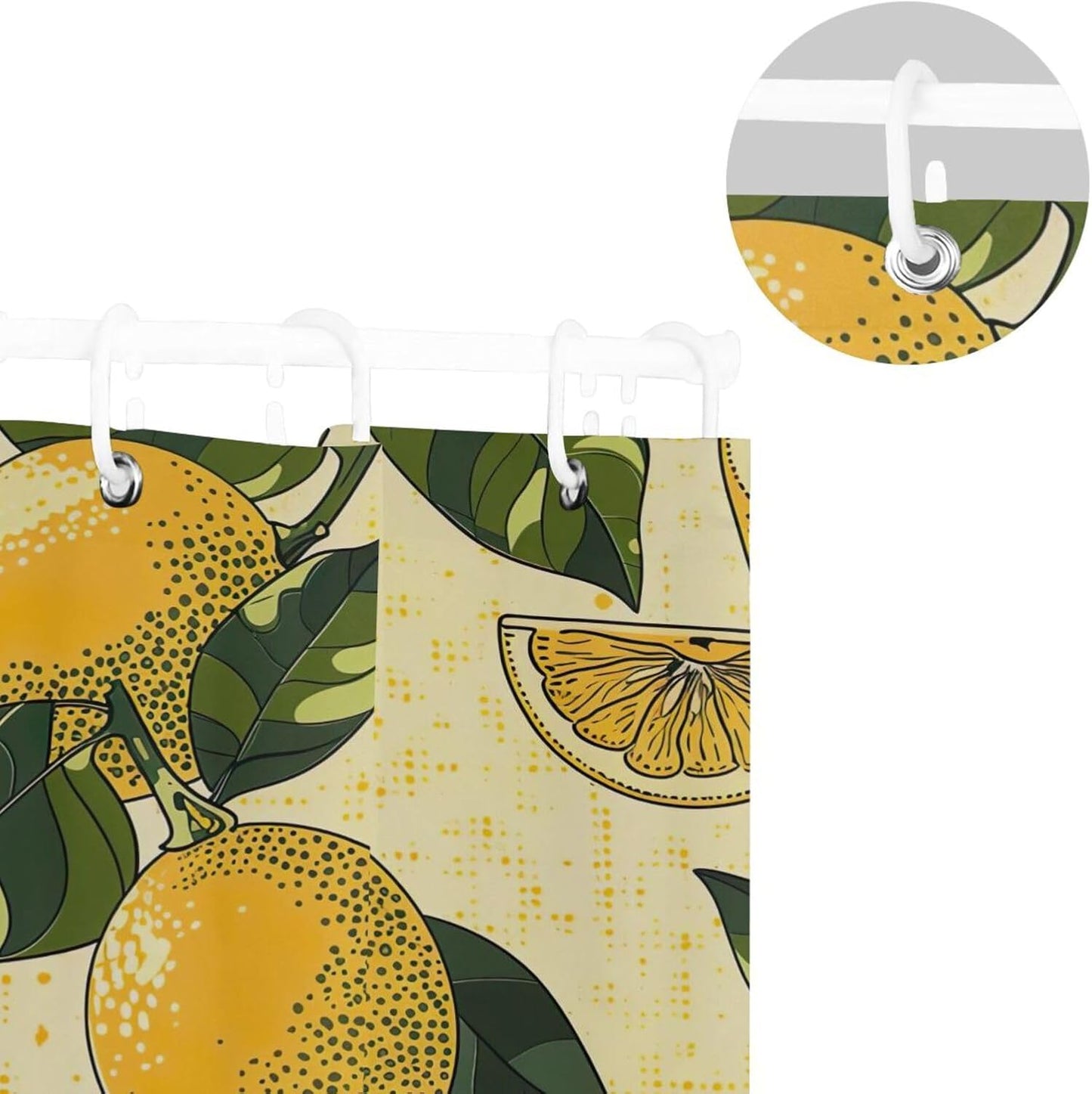 Shower Curtain Yellow Lemons Bathroom Decor Waterproof Fabric with Hooks 60x72 Inch