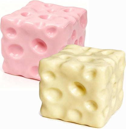 Yellow Squeeze Cheese Squishy - Squeeze Luck Cheese Squishy Skin Soft , Soft Novelty Slow Rising Sensory Cheese Stress & Anxiety Relief Fidget Toys (Pink & Yellow, M(6cm))