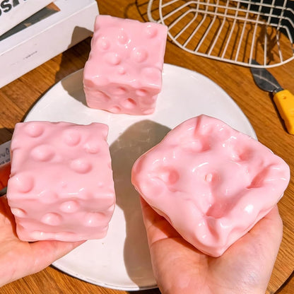 Yellow Squeeze Cheese Squishy - Squeeze Luck Cheese Squishy Skin Soft , Soft Novelty Slow Rising Sensory Cheese Stress & Anxiety Relief Fidget Toys (Pink & Yellow, M(6cm))