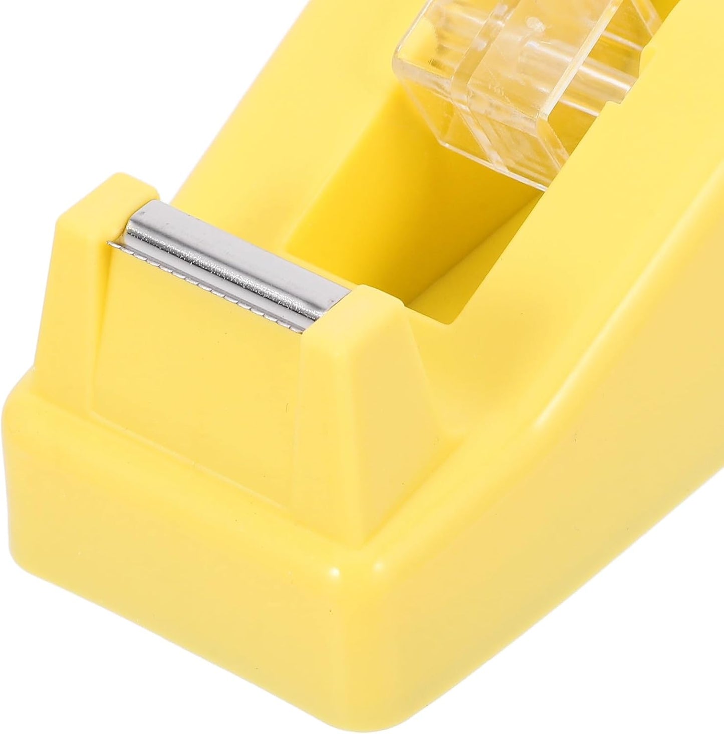 Small Light Yellow Tape Dispenser for Office and School, Compact Heavy Duty Masking Tape Holder with Cutter, Desk Organizer for Teachers and Students