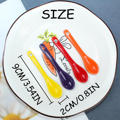 Mini Spoons for Spices, Ceramic Spoon 3.5 inch for Spice Jars, Espresso Spoons, Small Seasoning Spoon for Salt, Coffee, Sugar, Powder and Pepper (Yellow spoon A set of 4)