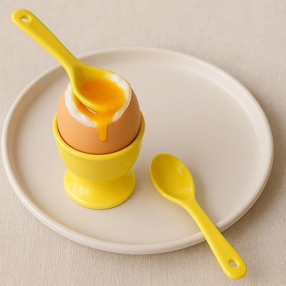 Mini Spoons for Spices, Ceramic Spoon 3.5 inch for Spice Jars, Espresso Spoons, Small Seasoning Spoon for Salt, Coffee, Sugar, Powder and Pepper (Yellow spoon A set of 4)
