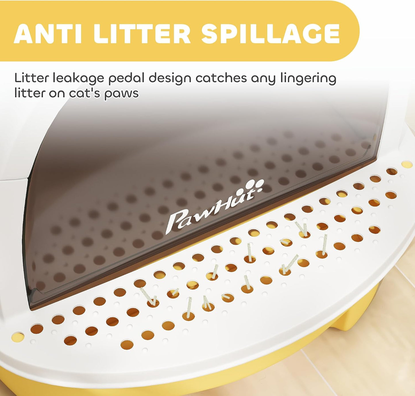 Cat Litter Box Covered Kitty Litter Box with Lid and Scoop Yellow | Deodorizing Bags for Odor Control, Privacy, Portable, Easy to Clean