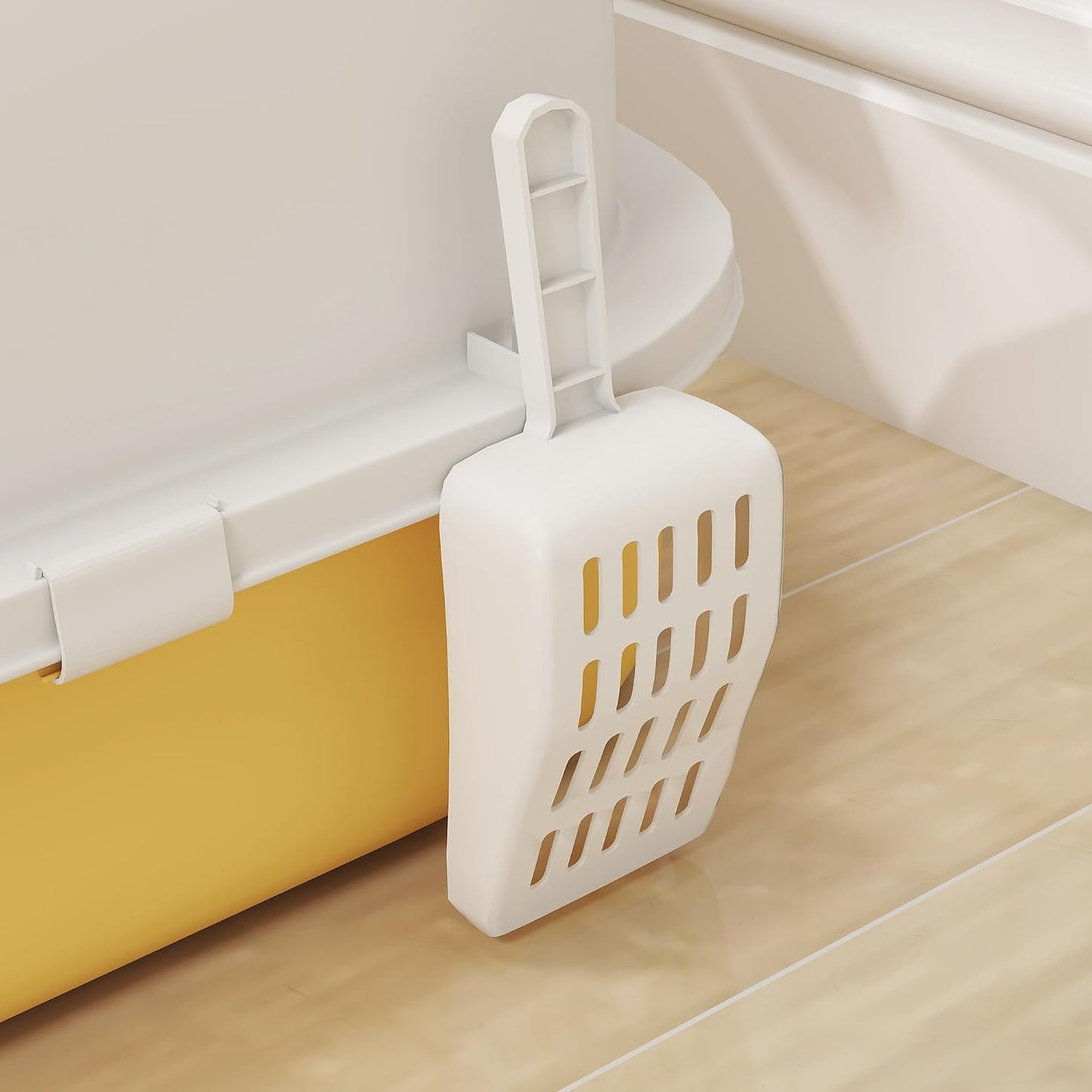 Cat Litter Box Covered Kitty Litter Box with Lid and Scoop Yellow | Deodorizing Bags for Odor Control, Privacy, Portable, Easy to Clean