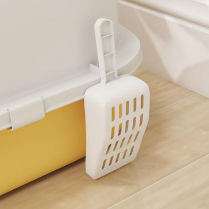 Cat Litter Box Covered Kitty Litter Box with Lid and Scoop Yellow | Deodorizing Bags for Odor Control, Privacy, Portable, Easy to Clean
