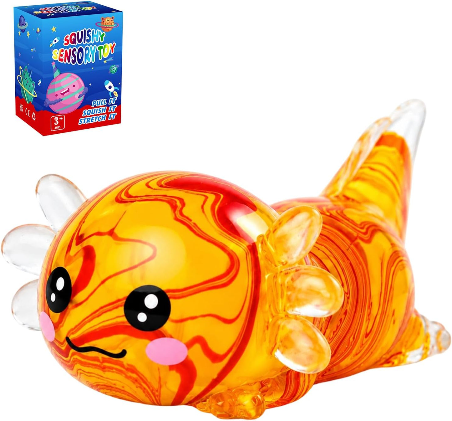Axolotl Squishy Toy, Squeeze Sensory Toy, Slow Rising Squeeze Toy(Yellow) | Soft TPR Slow Rising Squeeze Toy, Sensory Fidget Toys Squishy for Anxiety for Kids Youth Adults