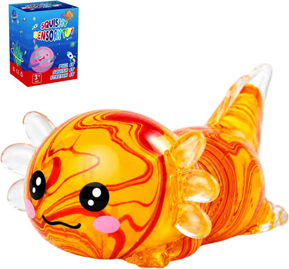 Axolotl Squishy Toy, Squeeze Sensory Toy, Slow Rising Squeeze Toy(Yellow) | Soft TPR Slow Rising Squeeze Toy, Sensory Fidget Toys Squishy for Anxiety for Kids Youth Adults