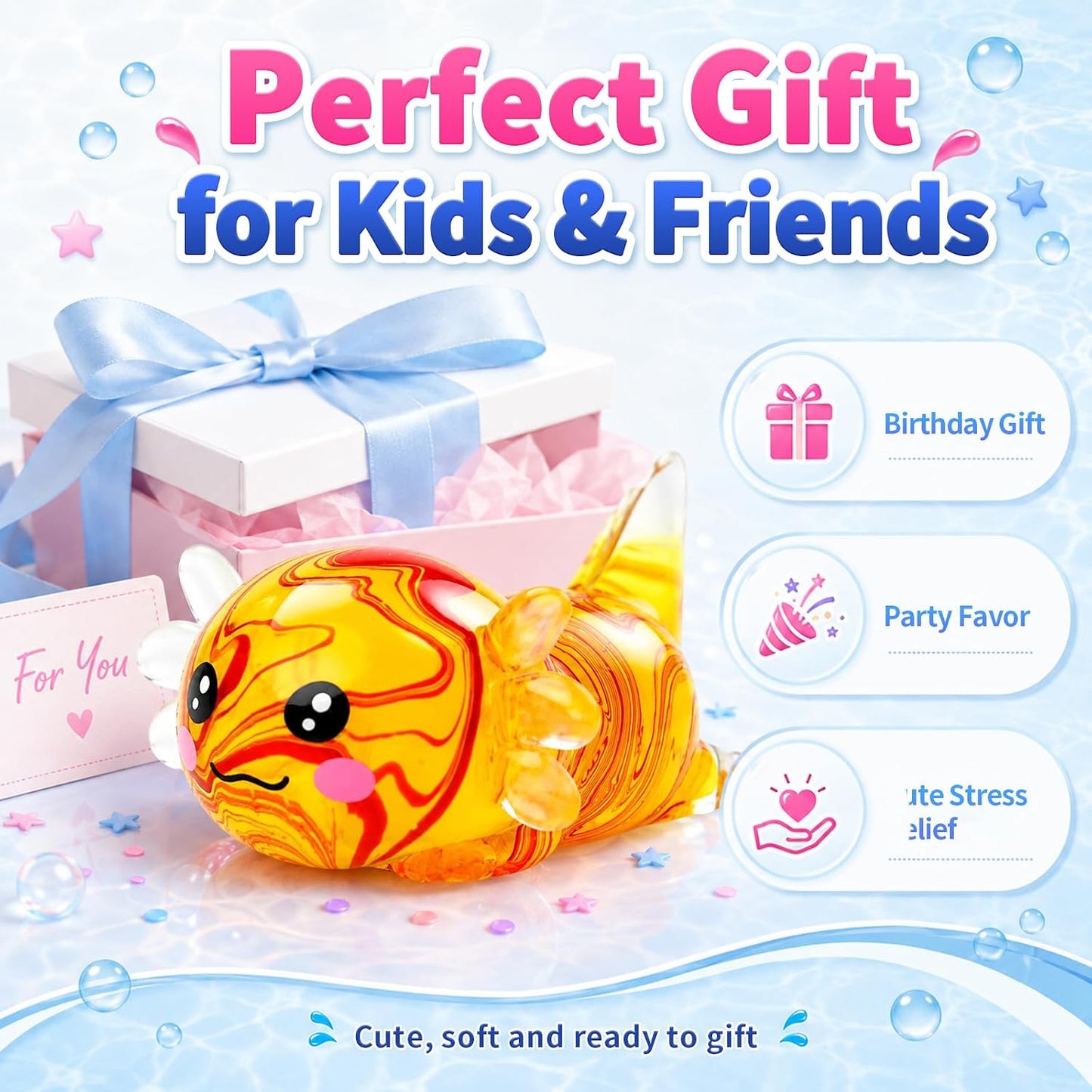 Axolotl Squishy Toy, Squeeze Sensory Toy, Slow Rising Squeeze Toy(Yellow) | Soft TPR Slow Rising Squeeze Toy, Sensory Fidget Toys Squishy for Anxiety for Kids Youth Adults
