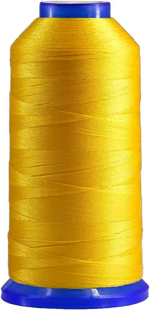 [1700Yards / 26 Colors Available] Tex 70 Bonded Nylon Thread for Leather Sewing 210D/3 T70#69 Heavy Duty Upholstery Thread for Leather and Other Heavy Fabric （Yellow） | 26 Colors Available, 210D/3 T70 #69 Heavy Duty Upholstery thread for Leather and