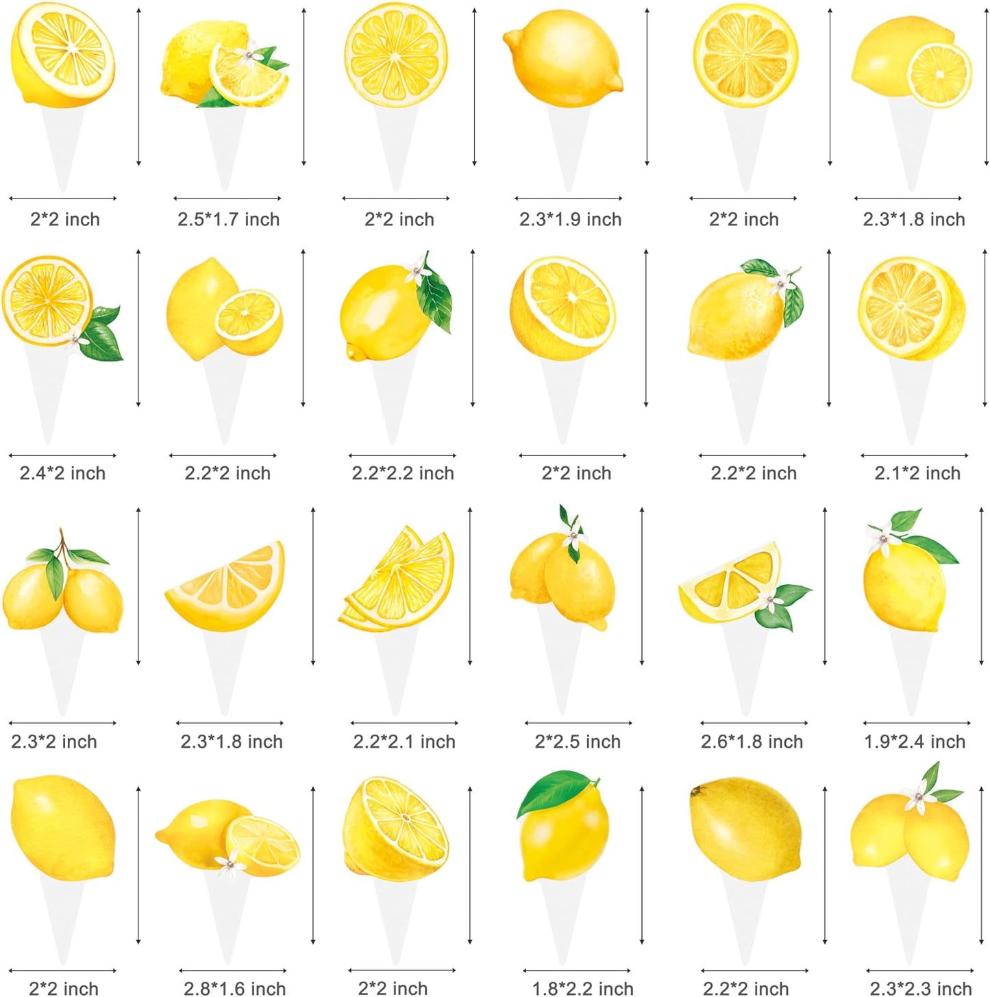 48Pcs Lemon Cupcake Toppers Yello Lemon Summer Birthday Party Decorations Lemonade Theme Cupcake Toppers for Summer Fruit Theme Theme Party Wedding Bridal Shower Supplies