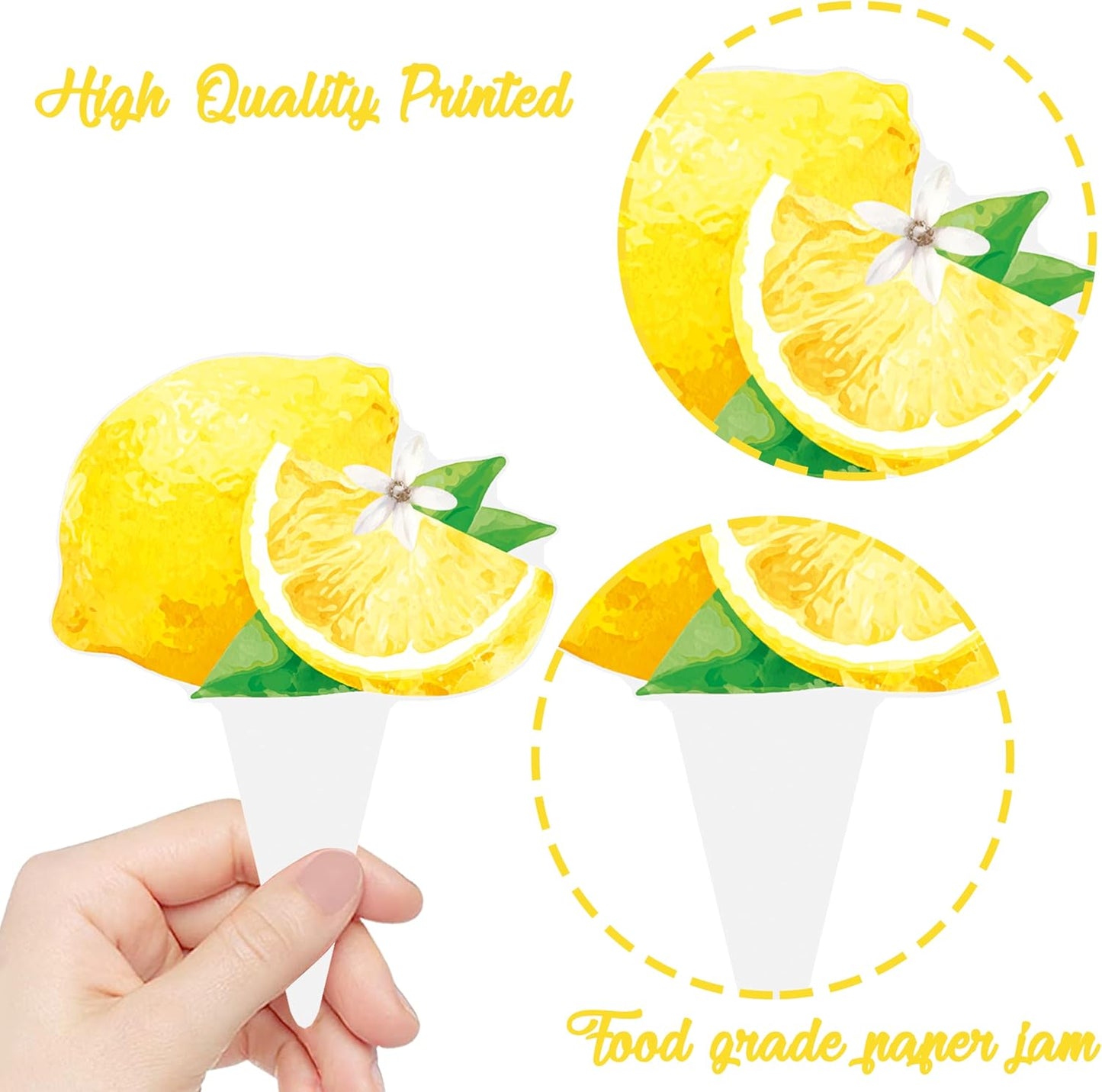 48Pcs Lemon Cupcake Toppers Yello Lemon Summer Birthday Party Decorations Lemonade Theme Cupcake Toppers for Summer Fruit Theme Theme Party Wedding Bridal Shower Supplies