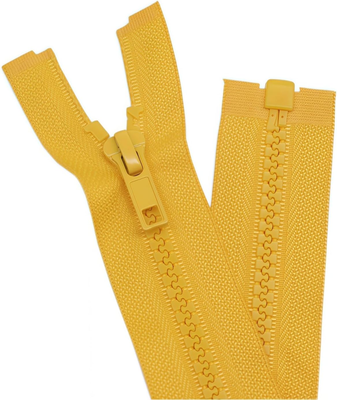 2PCS 8 Inch #5 Separating Jacket Zippers Bulk for Sewing Yellow | Molded Plastic Zipper Replacement for Sewing Coats Jackets Clothes Crafts