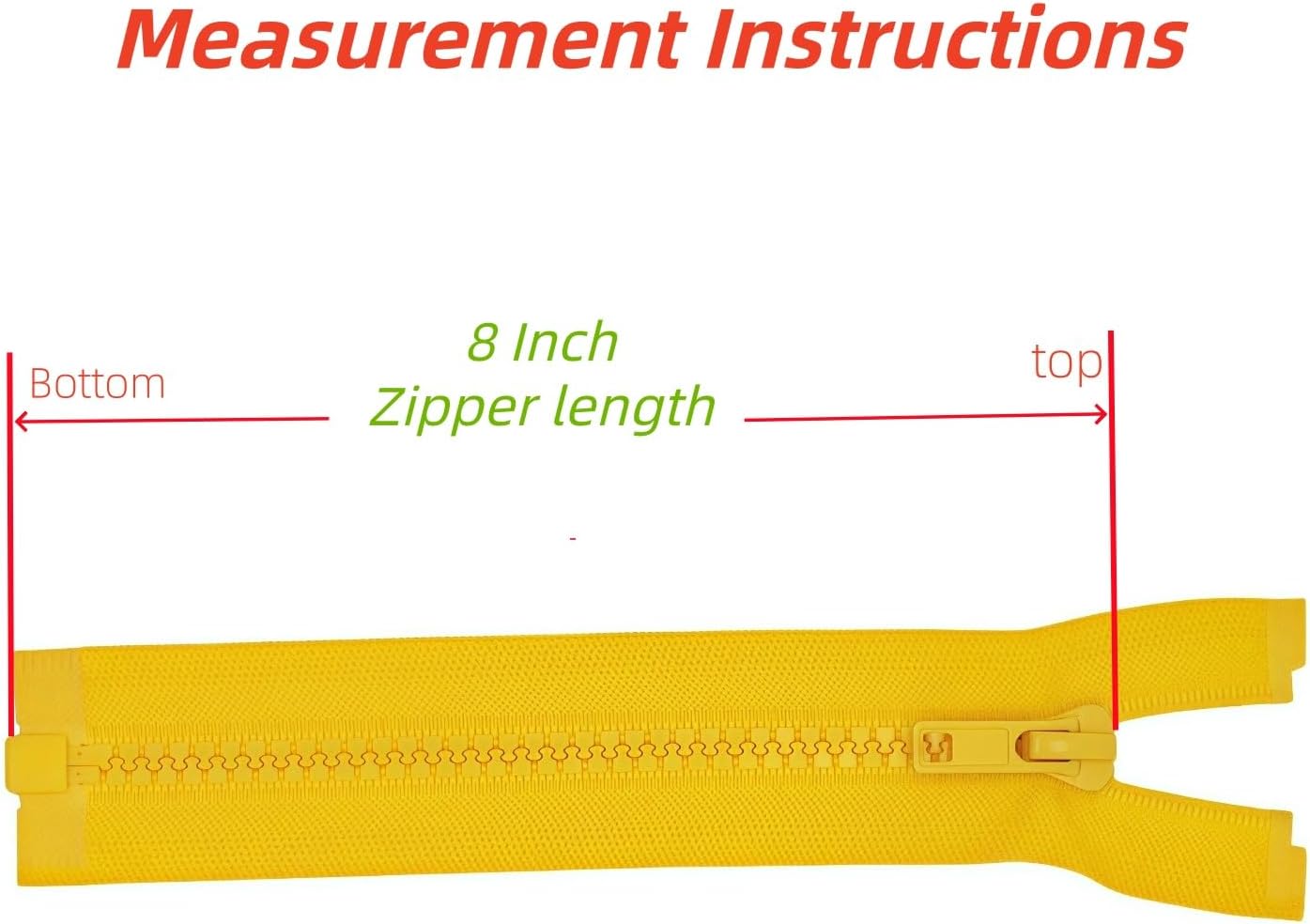 2PCS 8 Inch #5 Separating Jacket Zippers Bulk for Sewing Yellow | Molded Plastic Zipper Replacement for Sewing Coats Jackets Clothes Crafts