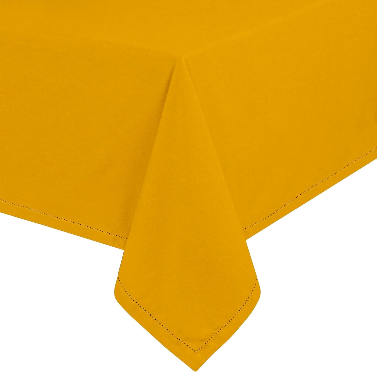 Tablecloth 52x70 Inches - 100% Cotton, Durable, Wrinkle-Free, Machine Washable Table Cover for Dining Room, Parties, Holiday, Events - Elegant, Easy Care, Home Décor - Mustard Yellow