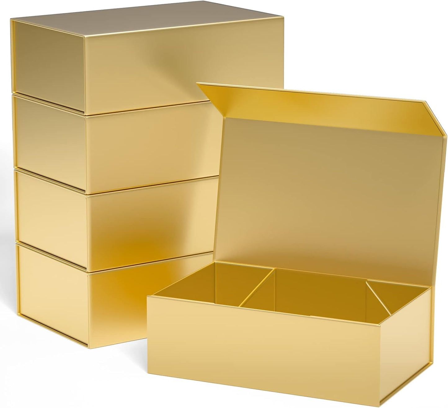 Gold Gift Boxes 10"x6"x3" with Magnetic Closure Lid Gift Boxes for Presents,Bridesmaid Gifts Box,Cute Box,Luxury for Gift Packaging, Magnetic Gift Box for Wrapping Gifts (Gold/5PCS) | 5 Pack Bridesmaid Gifts Boxes,Cute Boxes,Birthday Gift Box,Luxury for
