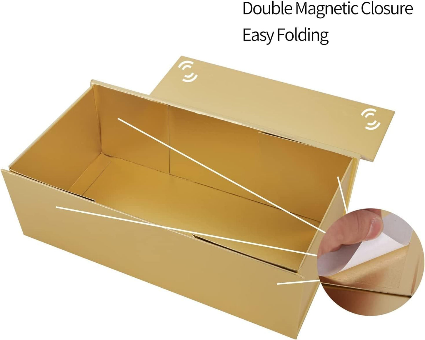 Gold Gift Boxes 10"x6"x3" with Magnetic Closure Lid Gift Boxes for Presents,Bridesmaid Gifts Box,Cute Box,Luxury for Gift Packaging, Magnetic Gift Box for Wrapping Gifts (Gold/5PCS) | 5 Pack Bridesmaid Gifts Boxes,Cute Boxes,Birthday Gift Box,Luxury for
